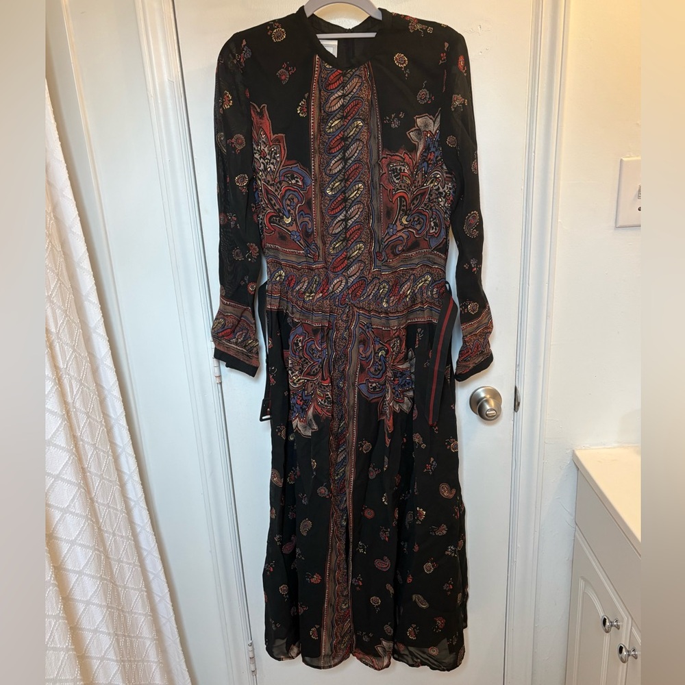 Elegant Black Paisley Dress